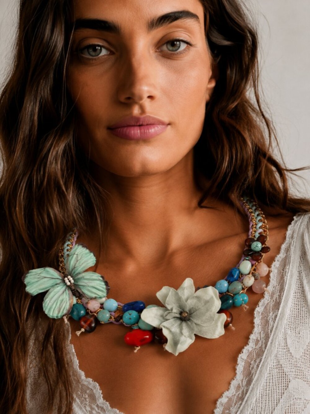 BOUTIQUE HIPPEE HARVEST BUTTERFLY AND FLOWER NECKLACE